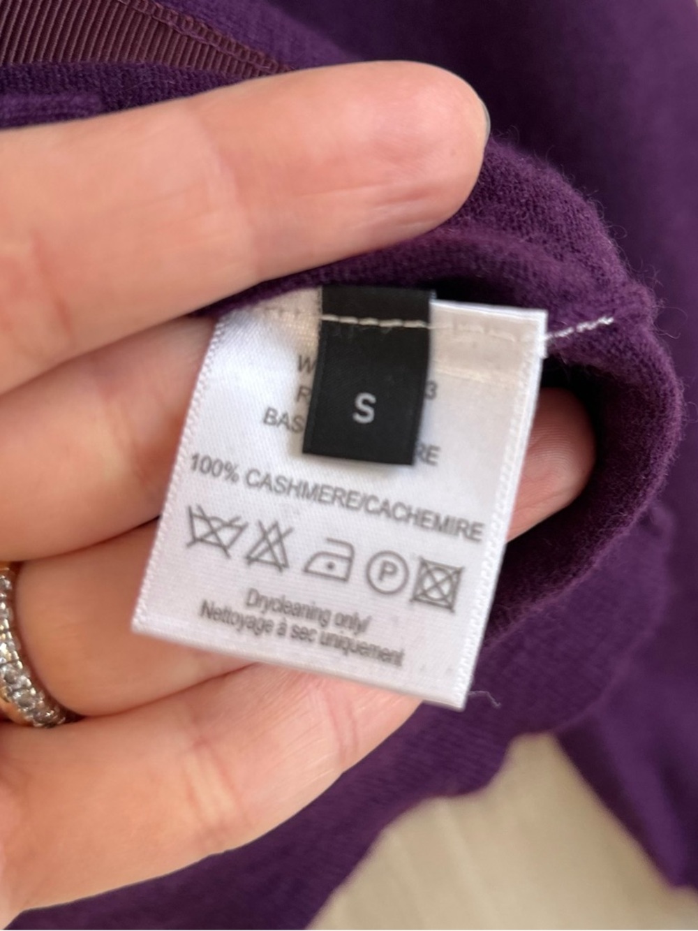 JOSEPH 100% Basic Cashmere Crewneck Cardigan - Purple - Grosgrain trim ,Size S - Picture 11 of 11